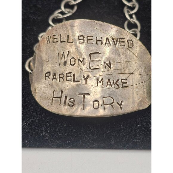 Handcrafted Silver Chain Bracelet With Inspirational Quote & Turquoise Stone Acc - Picture 2 of 10